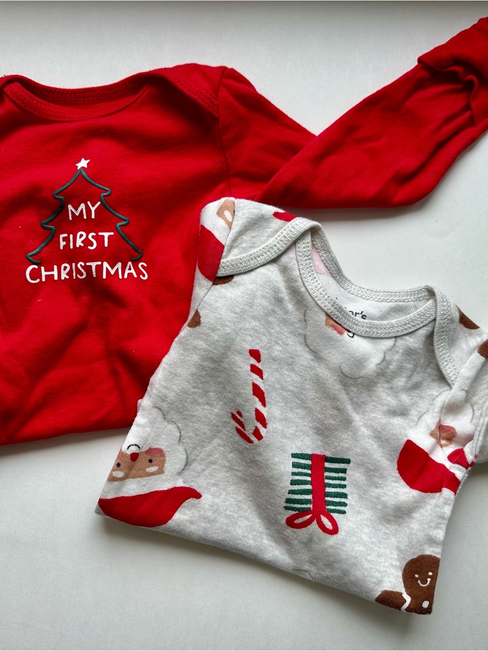 Carter's Red "My First Christmas" Holiday Onsies-2 long sleeve
